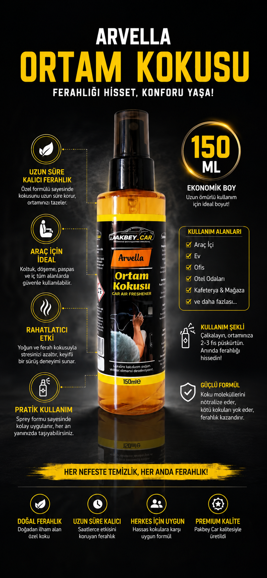 Pakbey Car Arvella Ortam Kokusu 150 ml