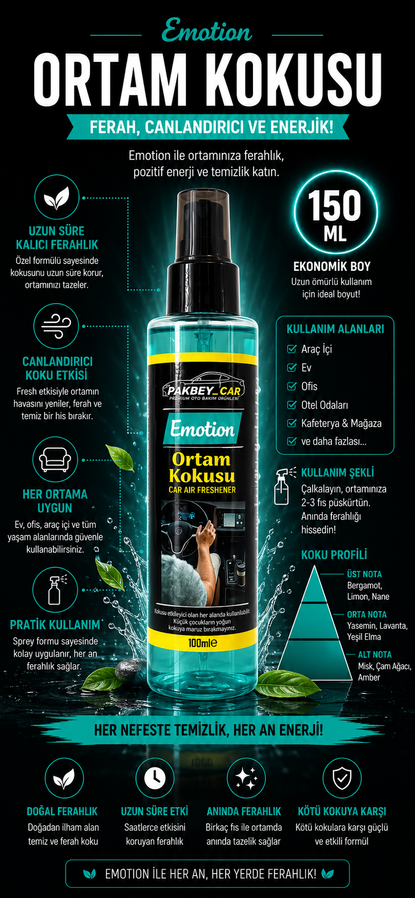 Pakbey Car Emotion Ortam Kokusu 150 ml