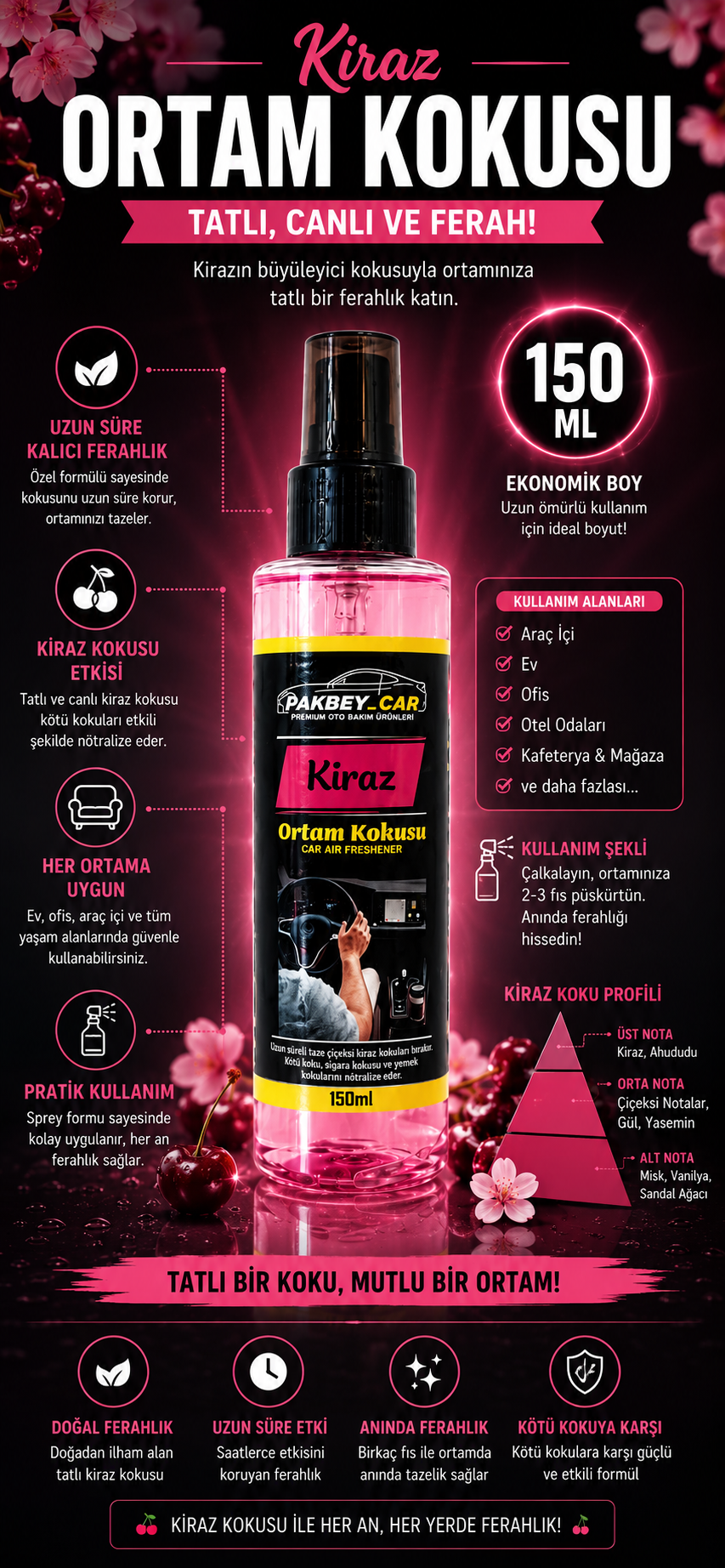 Pakbey Car Kiraz Ortam Kokusu 150 ml