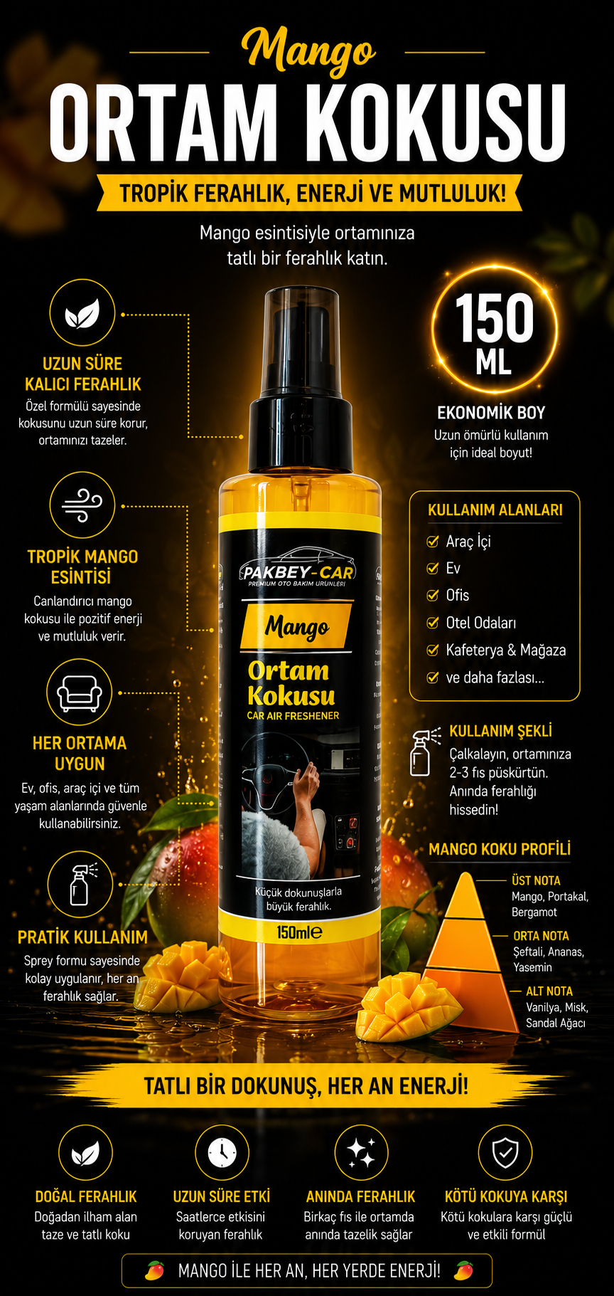 Pakbey Car Mango Ortam Kokusu 150 ml