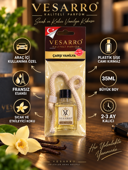 3 ay kalıcı 35ml Vesarro Asma Oto koku Vanilya